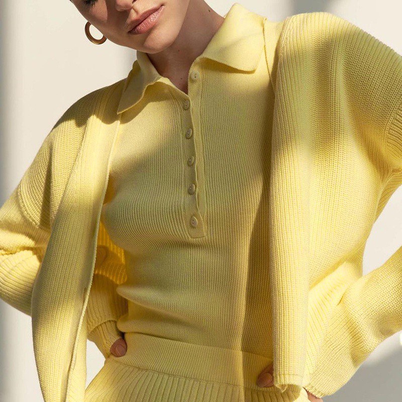 Bộ Áo Liền Quần Tay Ngắn Cổ Polo Cài Nút Màu Trơn Thời Trang Cho Nữ | BigBuy360 - bigbuy360.vn