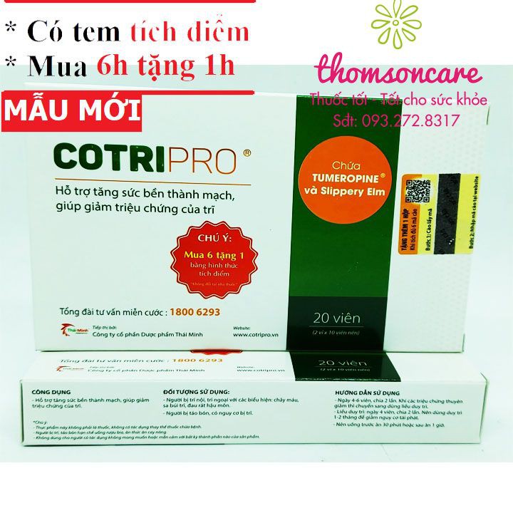 Viên uống hỗ trợ giảm táo bón Cotripro - Hộp 20 viên - Mua 6 tặng 1 bằng tem tích điểm
