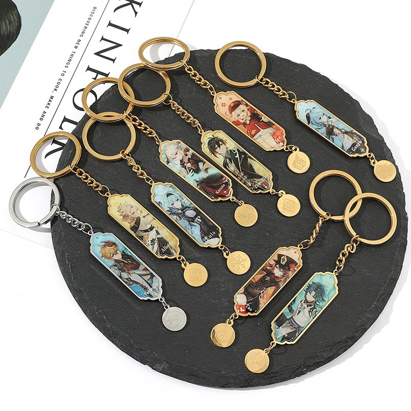 Móc khóa nhân vật Game Genshin Impact thẻ bài kim loại Yae Miko Ayaka Venti Xiao Ei Yelan Zhongli Kazuha - GSK168