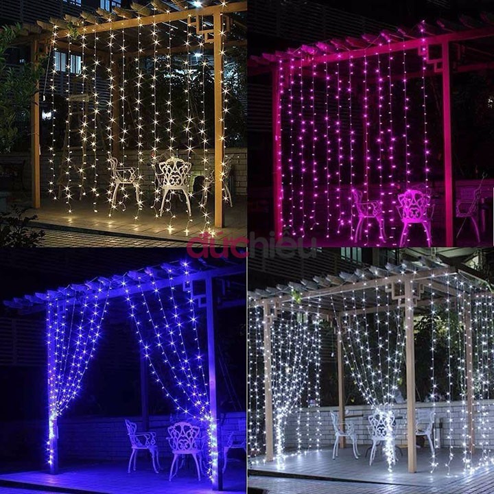 [ Hàng chuẩn ] Dây đèn LED màn rèm trang trí 3m 10 sợi thả chống nước chuyên ngoài trời noel, giáng sinh, nhà hàng