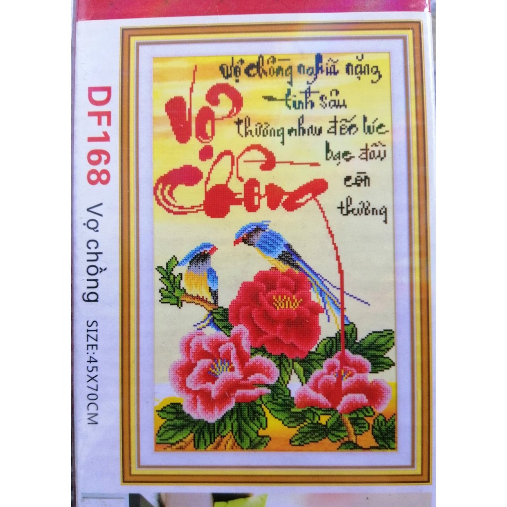 Tranh đính đá Vợ Chồng (về tự đính) DF168 (chưa đính)