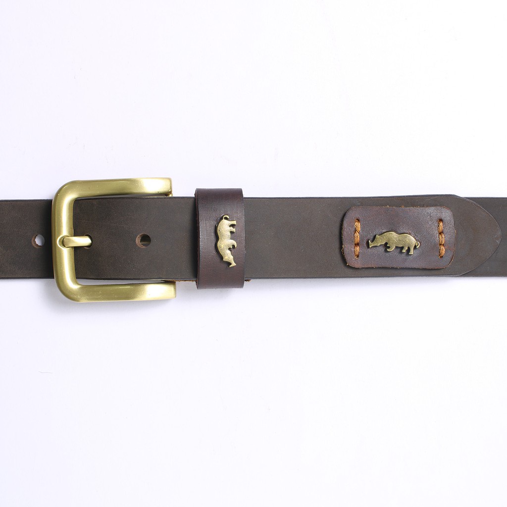 Thắt lưng da bò sáp khoá đồng đúc