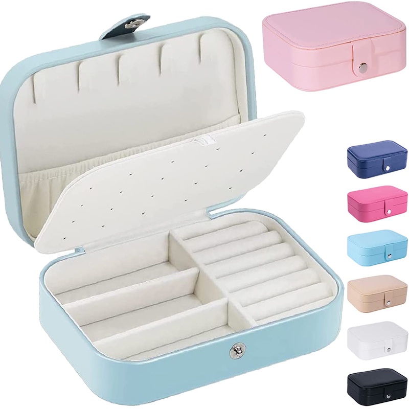 Hộp Đựng Trang Sức Hai Tầng Bằng Da Pu Tiện Dụng