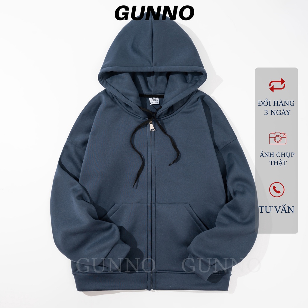 Áo khoác Hoodie Zip Form rộng GUNNO chất nỉ bông siêu đẹp