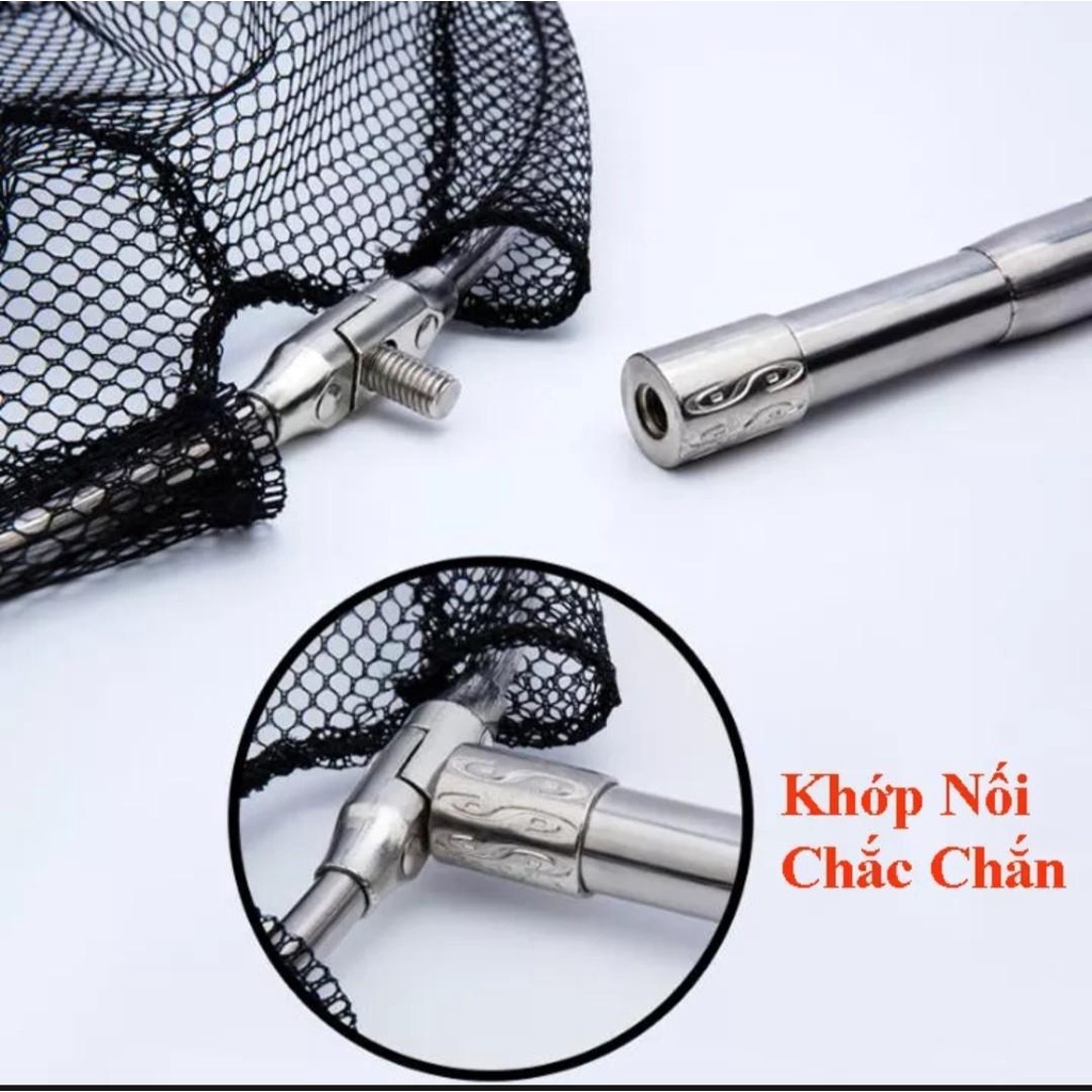 Vợt Cá Inox Gấp Gọn Vành Tròn Lưới Mắt lưới nhỏ 1m7-3m- DIHOSO FISHING