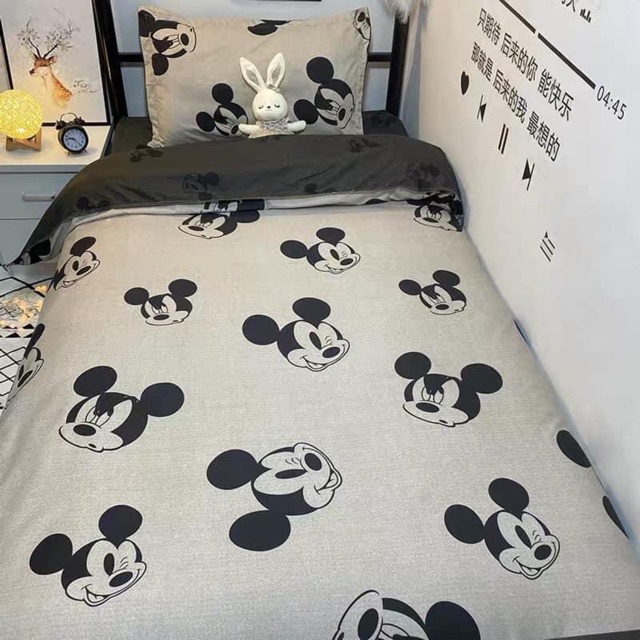 Bộ chăn ra gối cotton poly Emmidecor - mẫu mickey ga mickey