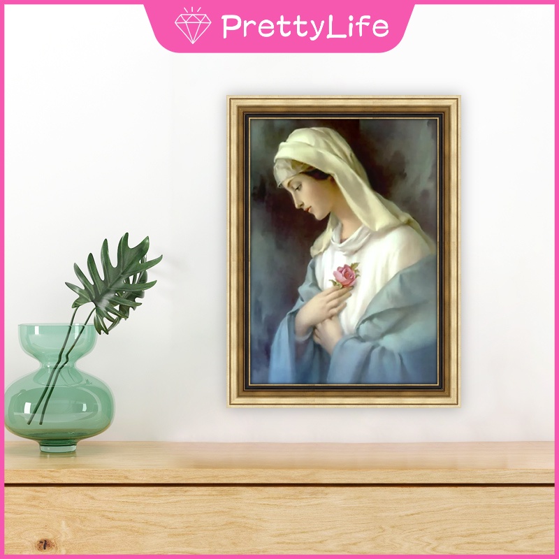 Bộ tranh đính đá 5D tự làm hình Đức Mẹ Mary 30x40cm/40x50cm