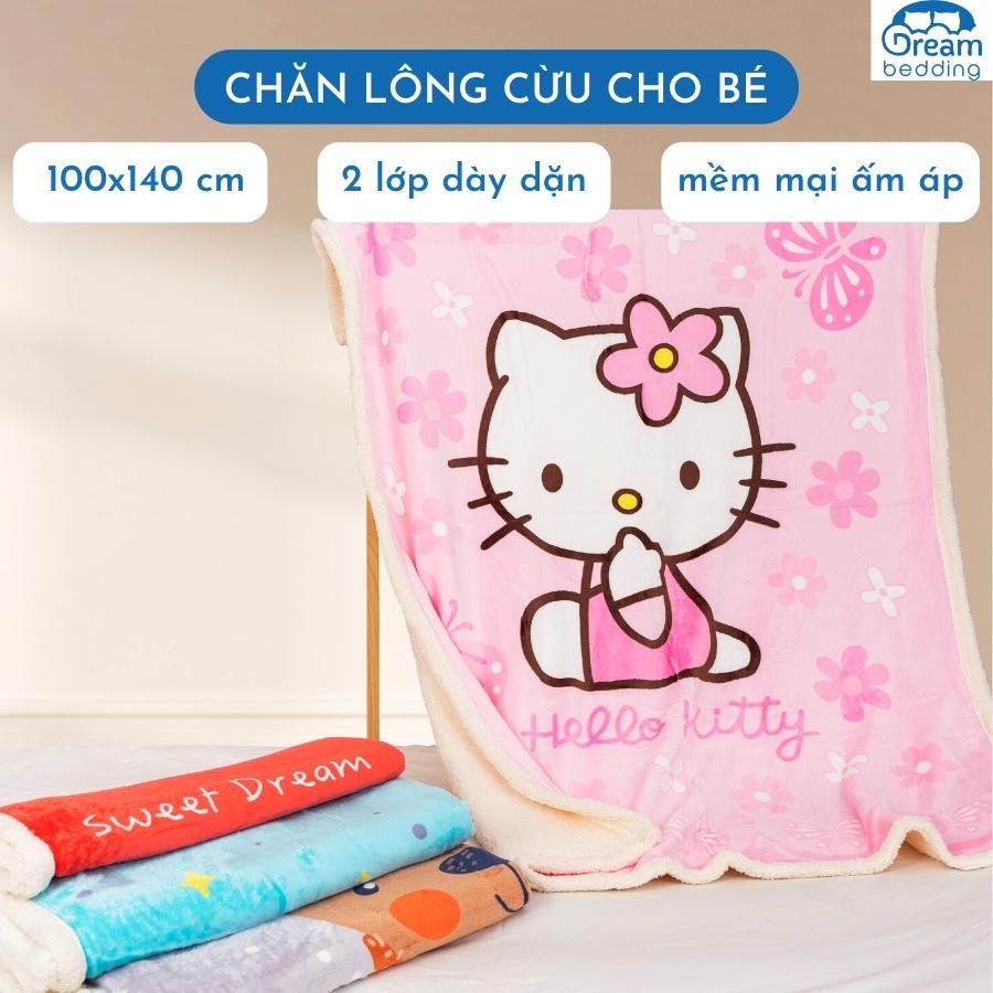 Chăn lông cừu trẻ em thu đông 2 lớp cho bé đi học nhiều mẫu mềm mịn kích thước 1mx1m35 Dream Bedding