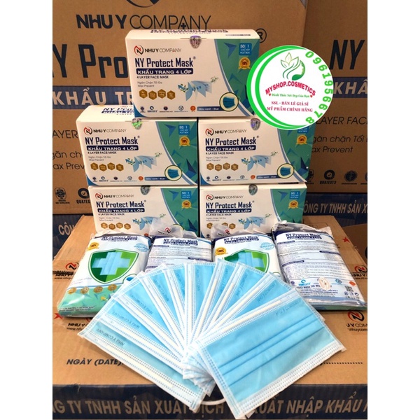 KHẨU TRANG NHƯ Ý 4 LỚP MÀU XANH