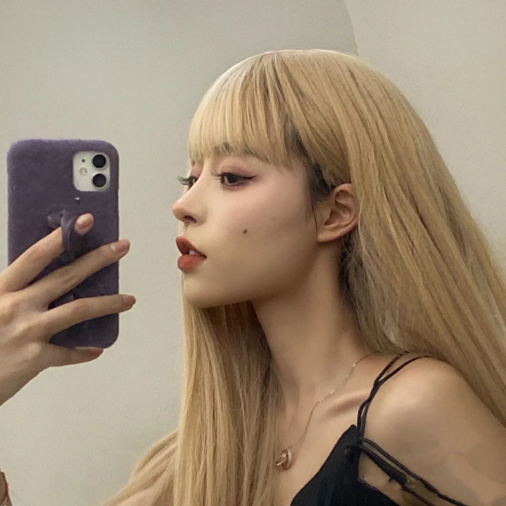 Tóc Giả Dài Thẳng Màu Hồng Sáng Tự Nhiên Phong Cách lolita Hàn Quốc Cho Nữ