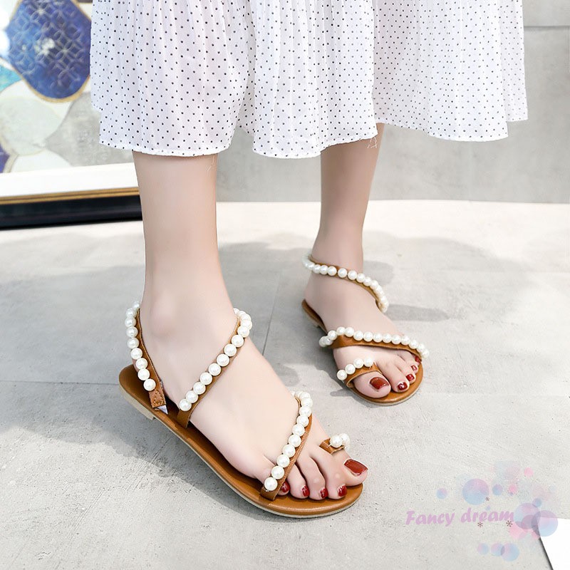 Dép Xỏ Ngón Đính Hoa Phong Cách Boho Cho Nữ