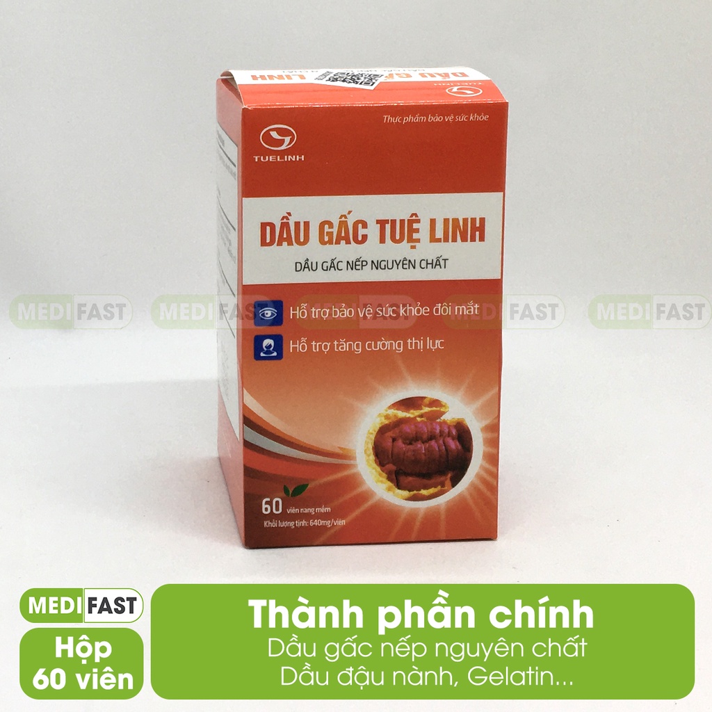 Dầu gấc Tuệ Linh - Giúp sáng mắt đẹp da - Chính hãng Tuệ Linh - Mẫu mới, hộp 60 viên