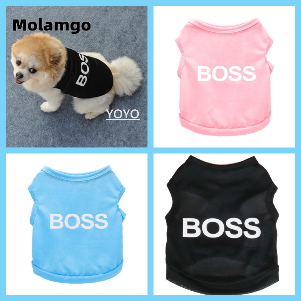 Áo không tay vải polyester chữ boss thời trang mùa hè cho thú cưng/chó nhỏ