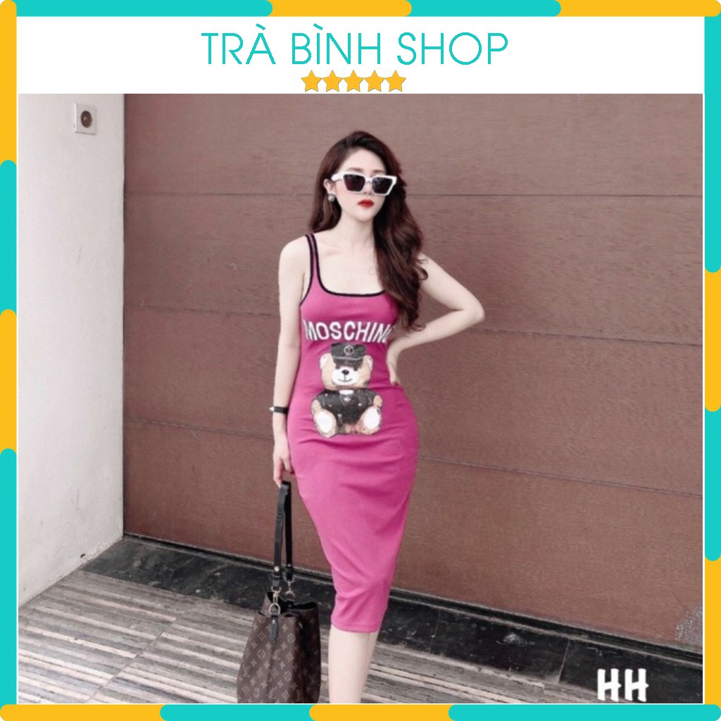 Váy Hai Dây Bản To Mochino Đầm Ôm Dáng Tôn Body