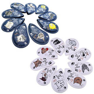 Set 9 vỏ bảo vệ đầu gậy đánh golf hình mèo dễ thương chất lượng cao