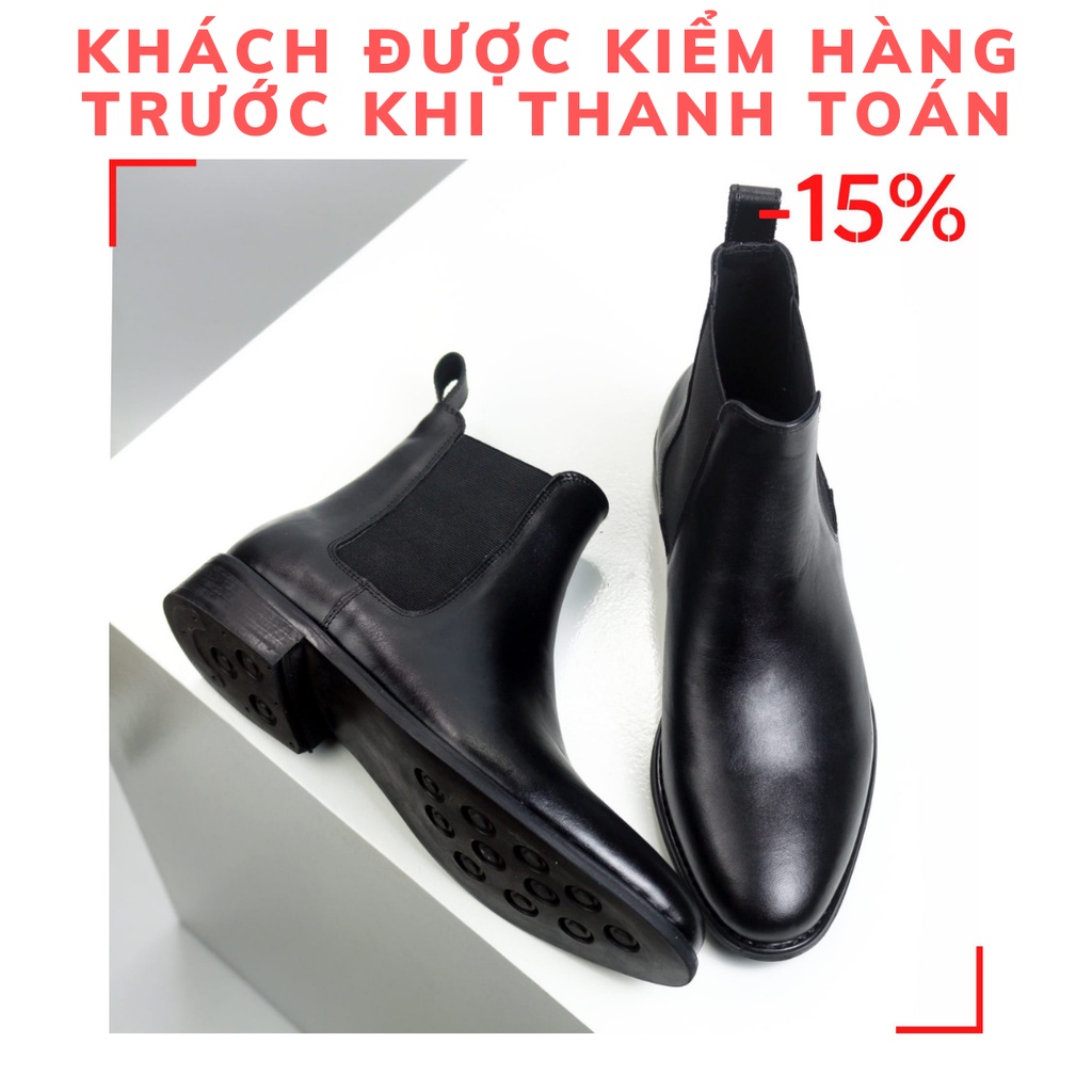 Giày thời trang nam cao cổ Chelsea boots tăng 3.5cm chiều cao da bò nguyên tấm | BigBuy360 - bigbuy360.vn