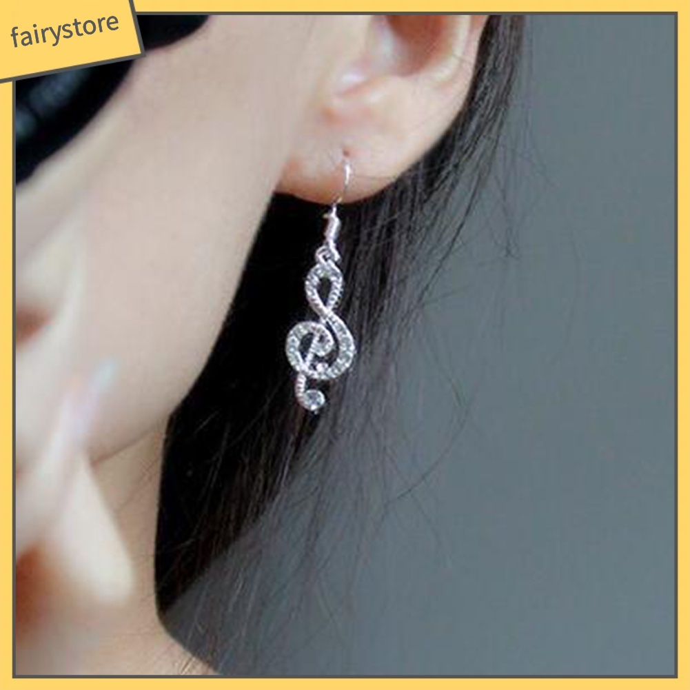 Bông Tai Hợp Kim Hình Nốt Nhạc Đính Đá Xinh Xắn