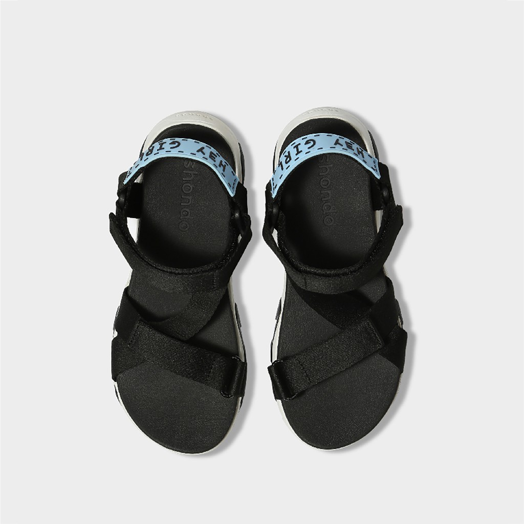 Giày Sandals SHONDO Girly Quai Đen Đế Trắng - GIM0010