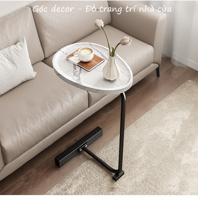 Mẫu Bàn gỗ một chân vân đá chân sơn tĩnh điện xinh xinh trang trí phòng khách phòng ngủ ghế sofa