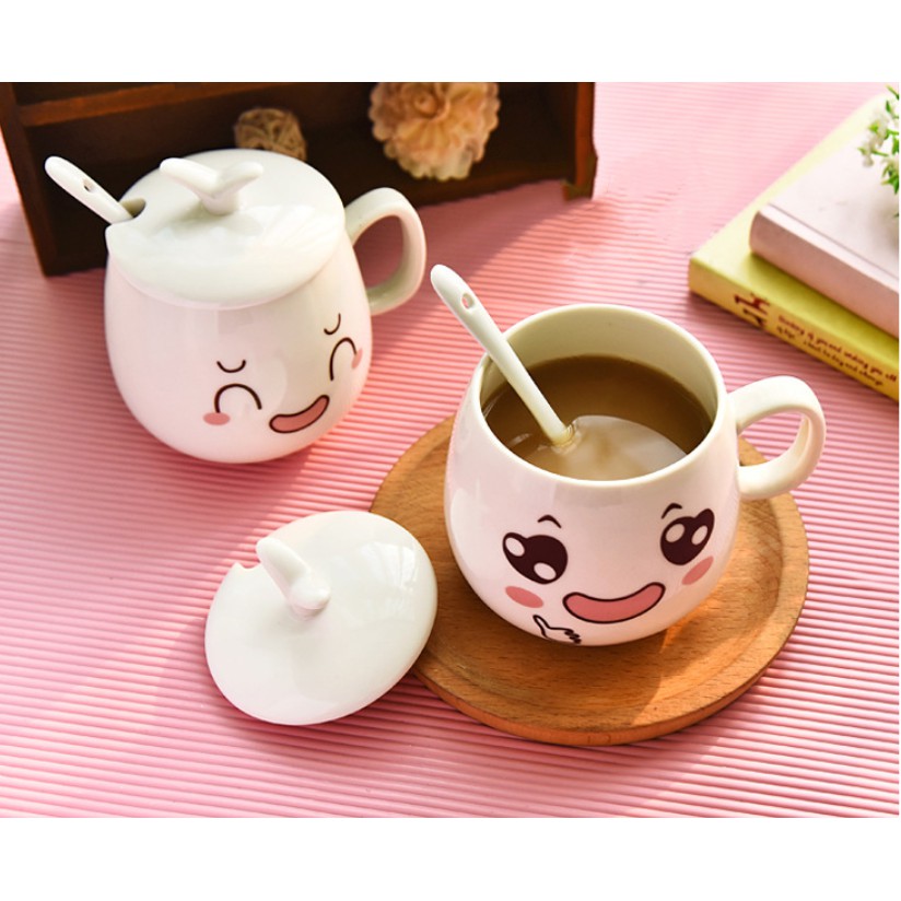 Ly/Cốc sứ có nắp dễ thương kèm muỗng sứ | BigBuy360 - bigbuy360.vn