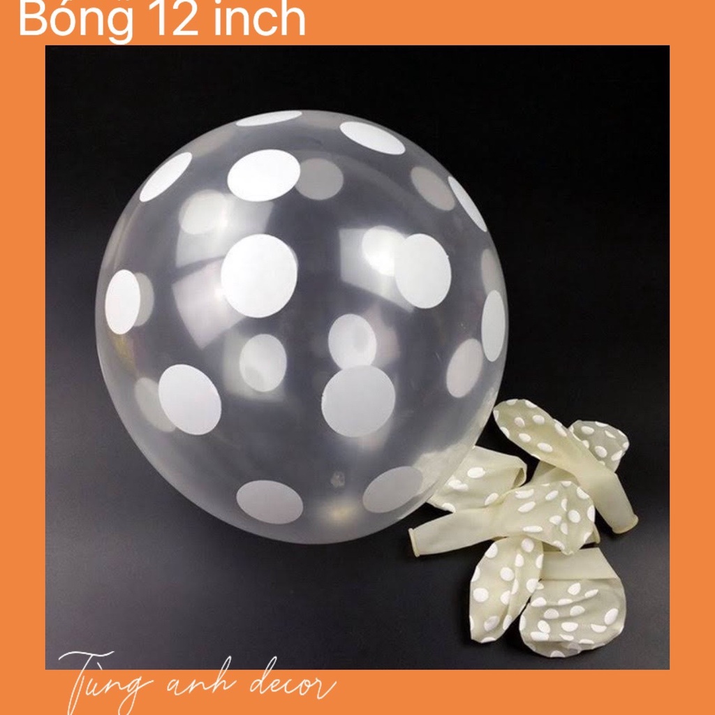 Combo 10/20/30 quả bóng bay trong suốt in chấm bi decor DG89