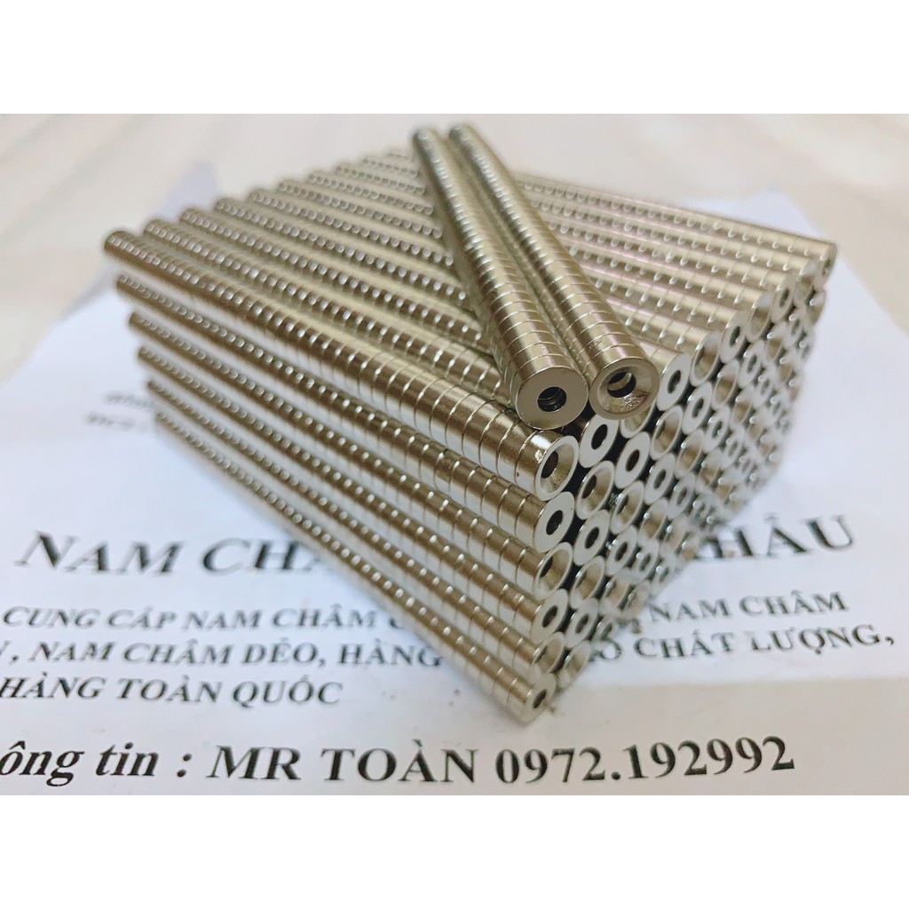 (SIÊU HÚT) Nam châm 8x3 lỗ vát 3.5mm