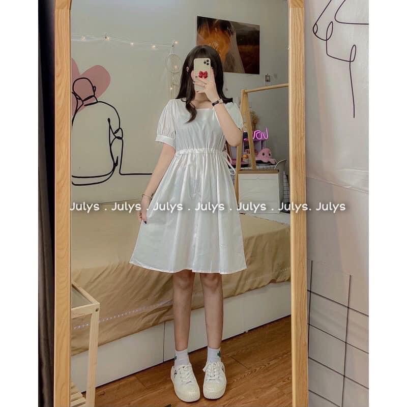 Váy cổ vuông chun eo - Đầm tiểu thư bánh bèo phong cách hàn quốc HARIQUEEN