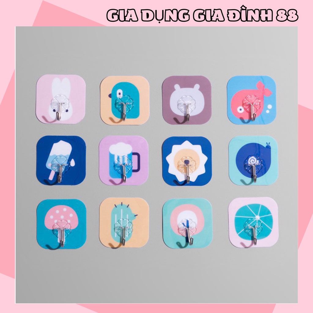 Bộ 10 Móc Dán Tường 3D In Hình Dễ Thương Siêu Dính Siêu Chịu Lực 88072 Shop Gia Dụng Gia Đình 88
