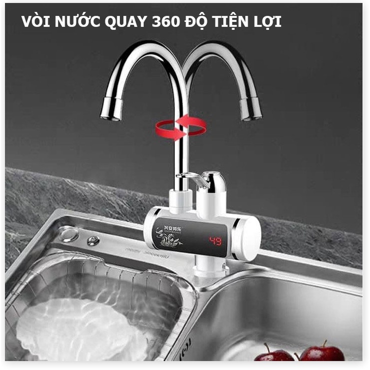 Vòi Rửa Bát Nóng Lạnh Gắn TườngChống giậtlàm nóng trực tiếp tại vòi, tiết kiệm điện và nước, có Rơ-le chống giật an