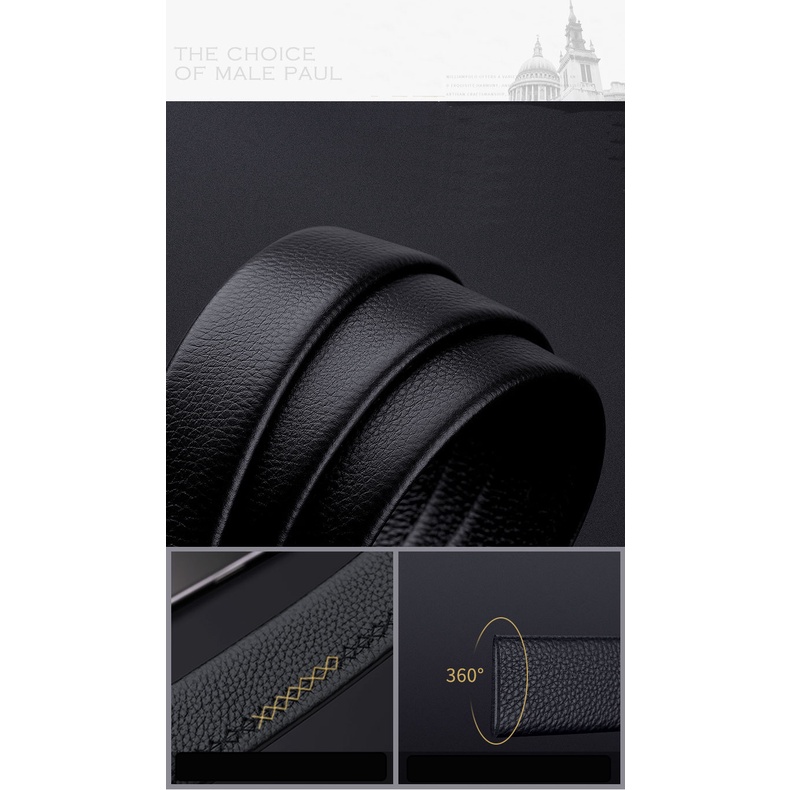 Thắt lưng nam cao cấp ,dây lưng nam , thắt lưng da , dây nịt nam da bò , dùng khóa tự động WILLIAMPOLO -POLO20644P