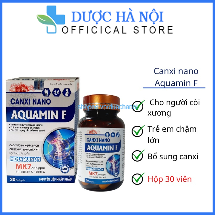 Viên uống canxi nano aquamin F cho người loãng xương , trẻ em còi xương, chậm lớn , giúp bổ sung canxi – hộp 30 viên