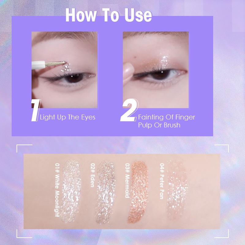 Phấn Mắt Dạng Lỏng Màu Kim Tuyến Chống Thấm Nước Độc Đáo