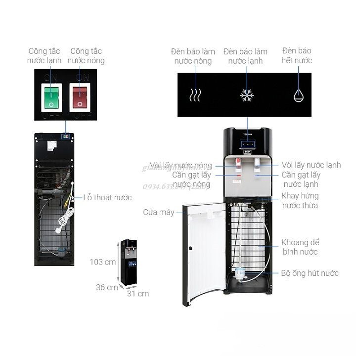 Cây nước nóng lạnh Toshiba RWF-W1669BV(K1)
