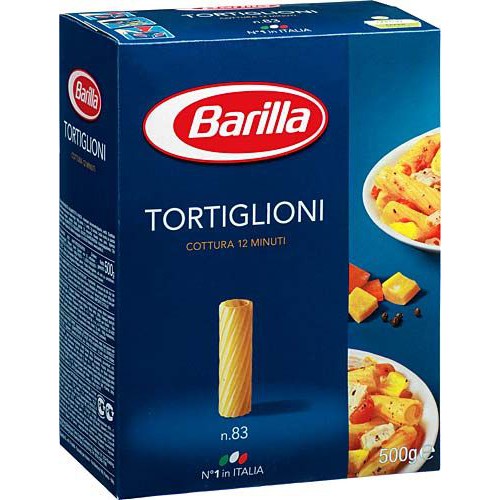 Nui ống tre lớn số 83 Barilla Tortiglioni hộp 500gr