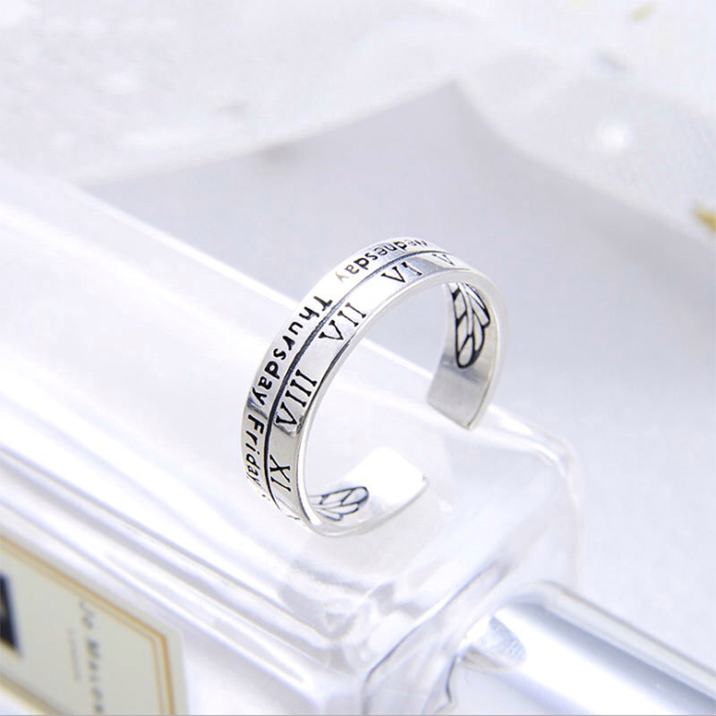 Nhẫn nam nữ tròn unisex Kuu Studio màu bạc thời trang đơn giản chất Titan đẹp không gỉ - Nhẫn Monday