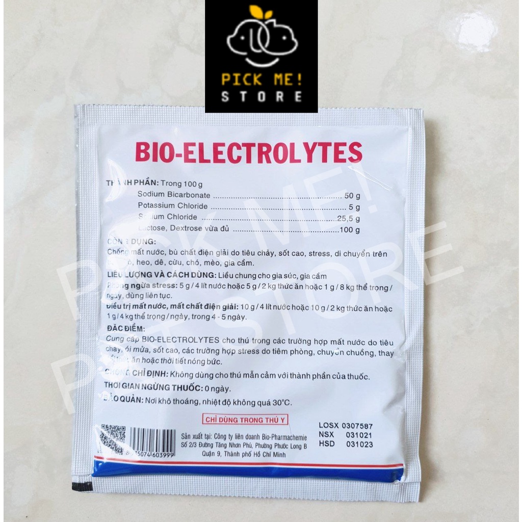 Bio Electrolyte | Electrolytes 100g - Giải Nhiệt, Bổ Sung Điện Giải, Mất Nước cho Chó Mèo, Gia Súc