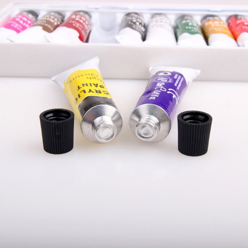 bộ 12 tuýp 12ml màu acrylic tươi sáng - vỏ hộp màu hồng hoặc xanh nõn chuối