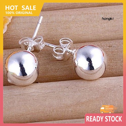 Hoa Tai Hình Quả Cầu Màu Bạc Bằng Thép Không Gỉ Thời Trang Dành Cho Nữ