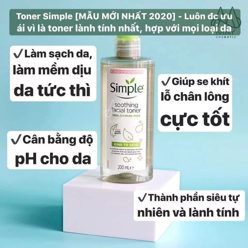 [Trọn bộ Routine] Combo tẩy trang, sữa rửa mặt, toner Simple Kind To Skin an toàn và dịu nhẹ cho da dầu mụn