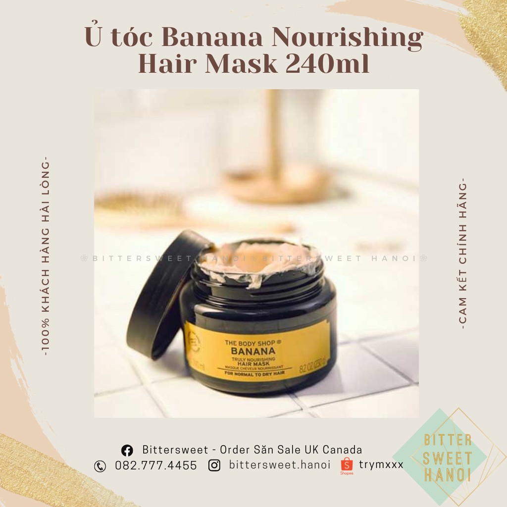 Mặt nạ tóc Banana Truly Nourishing Hair Mask 240ML ủ tóc chuối cho tóc khô THE BODY SHOP