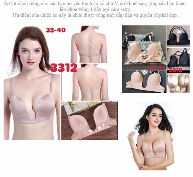 ÁO LÓT CHỬ U Sarah Lingerie DÙNG BẬN ĐẦM HỞ LƯNG VÀ NGỰCcó tặng kèm dây lưng trong hoặc dây lưng đính đá