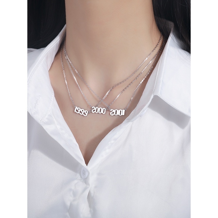 Vòng cổ Bạc Bằng Thép Không Gỉ Mặt Khắc Chữ Chúc Mừng Sinh Nhật OUYOU