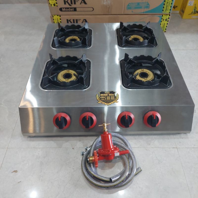 Bếp khè bếp công nghiệp 4 lò vuông siêu tốc độ gọn gàng