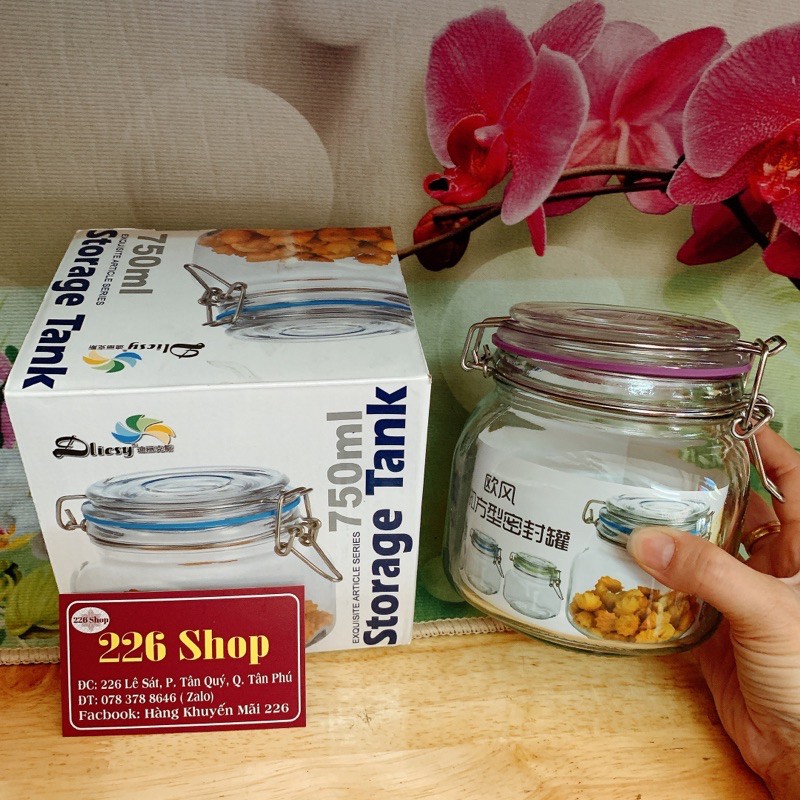 Hũ thuỷ tinh nắp gài inox Dlicsy cao cấp -Đủ size như hình