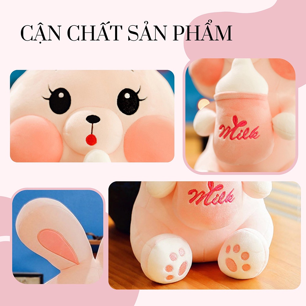 Thỏ ôm bình sữa nhồi bông siêu dễ thương - Gấu bông cho bé - kích thước 60, 70cm