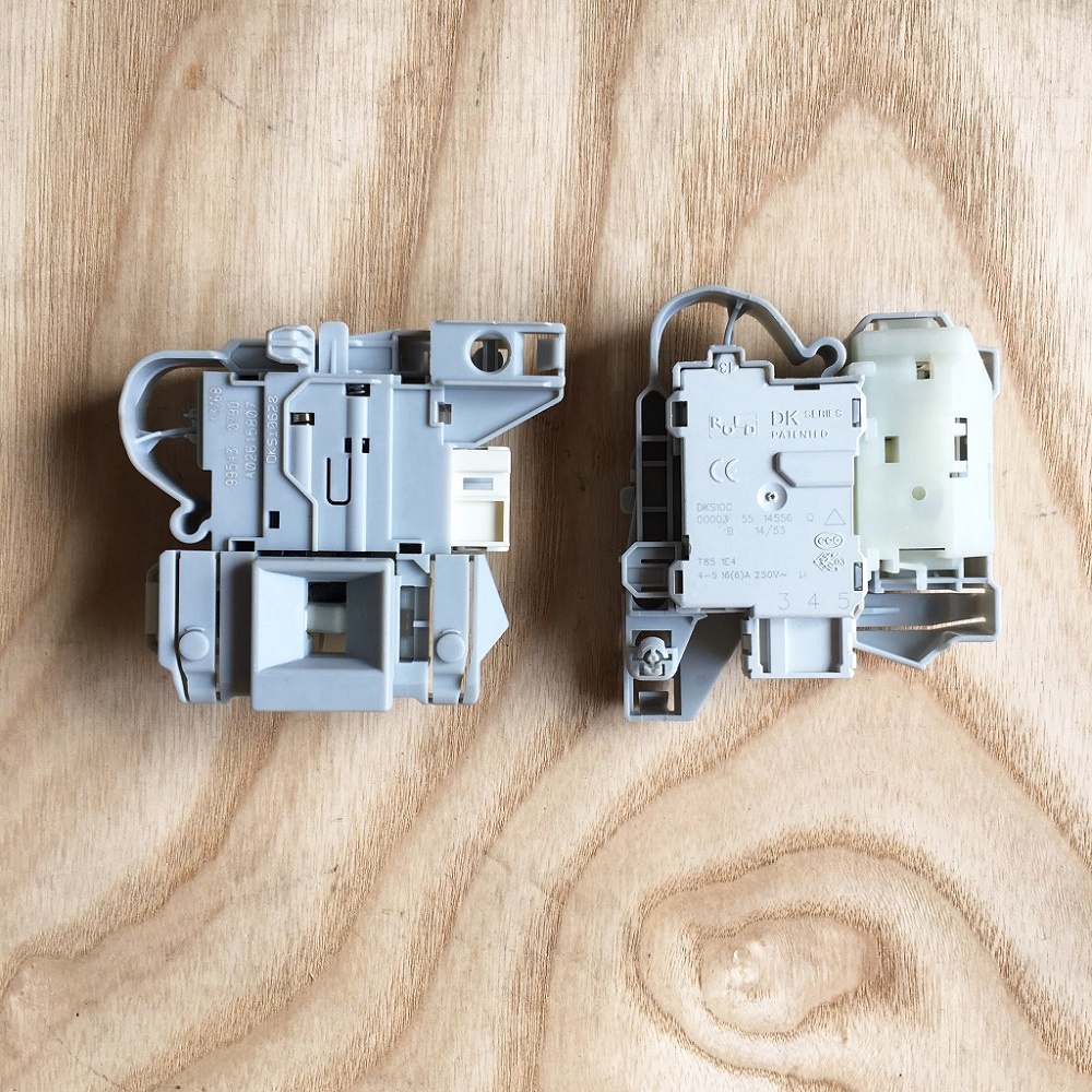 Công tắc cửa máy giặt Electrolux dẹt, vuông - khóa cửa máy giặt Electrolux ba chân