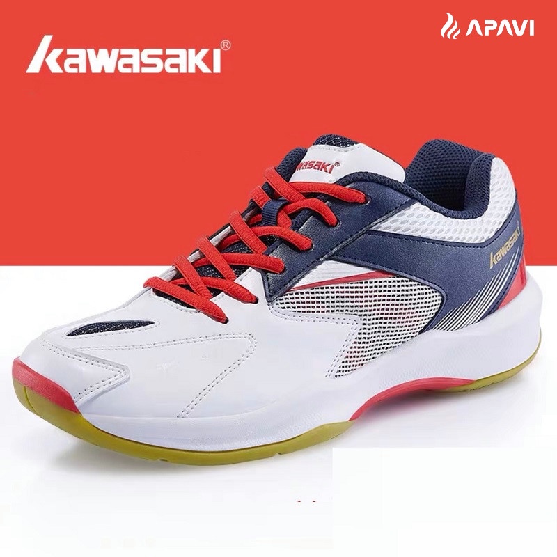 Giày cầu lông Kawasaki K176 da PU bóng dễ lau chùi, vải thoáng khí, Cushion giảm chấn