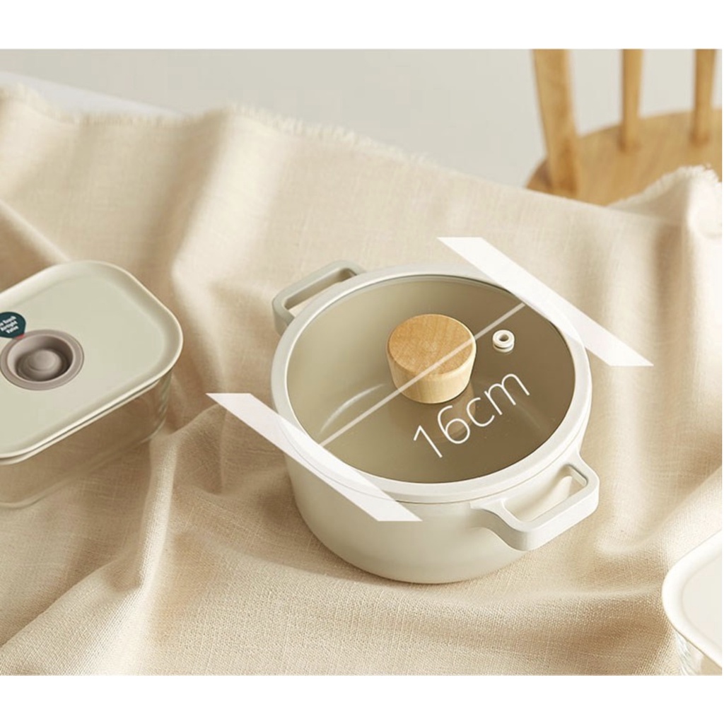 [Hàng chính hãng] Nồi / Chảo chống dính đáy từ FIKA NEOFLAM nhôm đúc phủ gốm tuỳ chọn set 16 - 18cm Hàn Quốc (màu trắng ngà)
