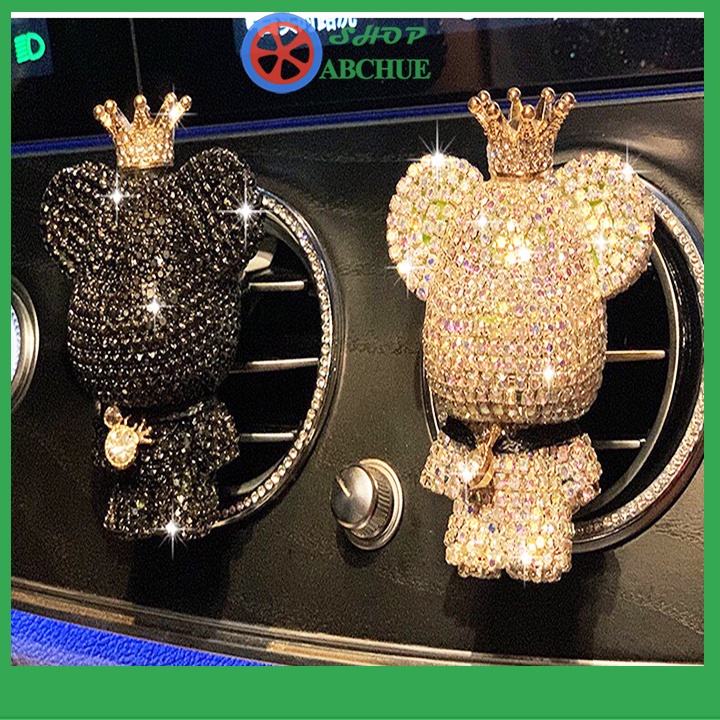 Sáp thơm xe hơi gắn cửa gió điều hòa hình Gấu đính đá siêu sang