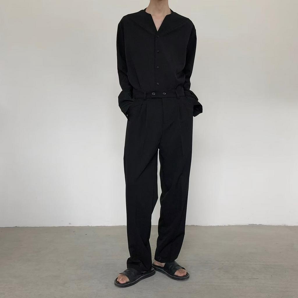 Áo sơ mi nam dài tay cổ bẻ dáng rộng Đơn giản hợp thời trang áo sơ mi nam nữ dài tay unisex basic màu trắng và đen sơ mi lụa